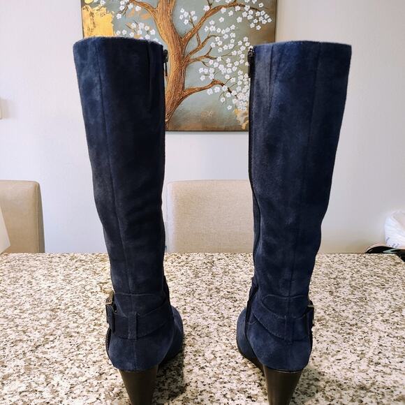 BCBG Generation blue suede wedges knee hight Boots - Picture 6 of 12